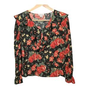 VGT Campagnie Internationale Express Womens Whimsical Top Bishop Sleeve L Floral